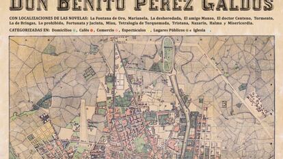 Plano del Madrid de Benito Pérez Galdós, elaborado por el equipo de Aventuras Literarias.  