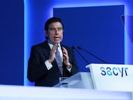 El presidente de Sacyr, Manuel Manrique, durante una junta de accionistas del grupo.