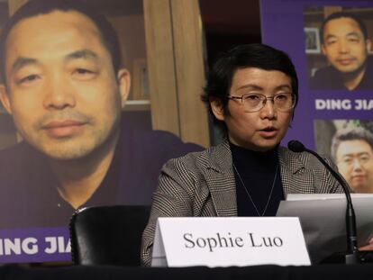 Sophie Luo, esposa del activista encarcelado Ding Jiaxi, el 3 de febrero en Washington, donde fue a hablar sobre su caso.