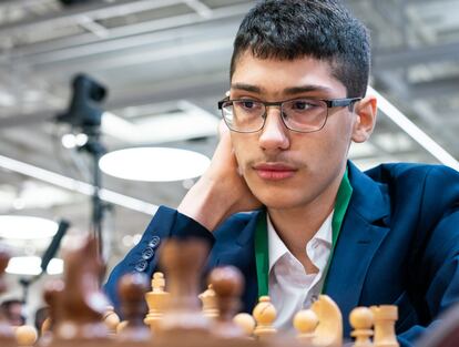 El iraní Alireza Firouzja, de 15 años, el pasado diciembre durante el Mundial de Rápidas en San Petersburgo (Rusia).