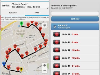 A la izquierda, la aplicación desarrollada por Erezo. A la derecha, la oficial del Área Metropolitana