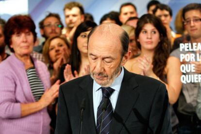 Alfredo Pérez Rubalcaba on election night at PSOE headquarters in Madrid.