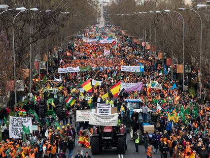 Manifestación en defensa del mundo rural, este domingo en Madrid.