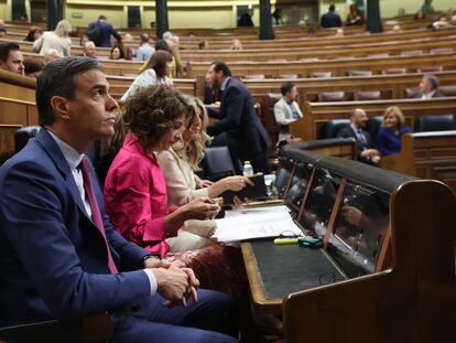 El presidente del Gobierno, Pedro Sánchez, en el Congreso, el 24 de abril.