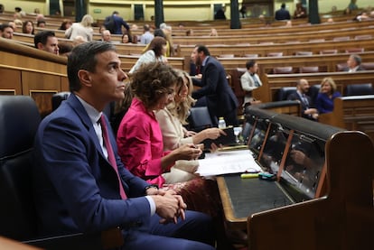 El presidente del Gobierno, Pedro Sánchez, en el Congreso, el 24 de abril.