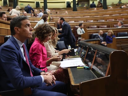 El presidente del Gobierno, Pedro Sánchez, en el Congreso, el 24 de abril.