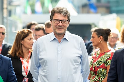 El nuevo ministro de Economía italiano, Giancarlo Giorgetti, en Giffoni Valle Piana, el 25 de julio.