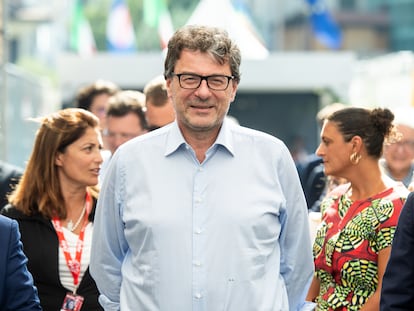 El nuevo ministro de Economía italiano, Giancarlo Giorgetti, en Giffoni Valle Piana, el 25 de julio.