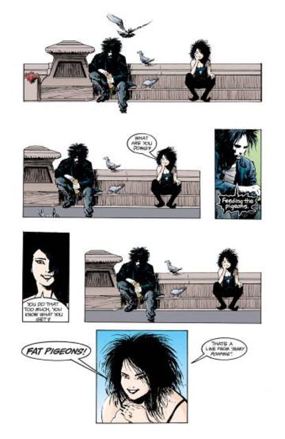 Una de las páginas más míticas del tebeo Sandman, la conversación entre Sueño y Muerte, su más querida hermana.