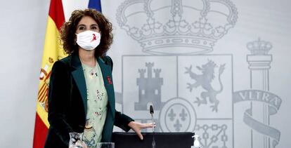 La ministra de Hacienda y portavoz del Gobierno, María Jesús Montero, tras la reunión del Consejo de Ministros, este martes en La Moncloa. 