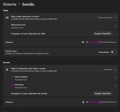 Sonido Windows 11