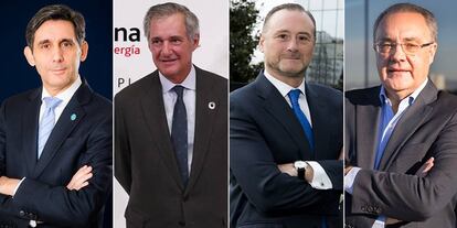 Jose María Álvarez Pallete, presidente de Telefónica; Jose Manuel Entrecanales, presidente de Acciona; Francisco José Aljaro, CEO de Abertis; y Tobías Martínez, CEO de Cellnex.