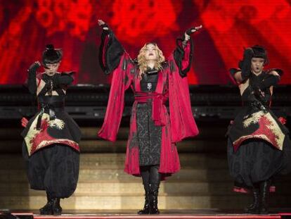 Madonna durante su concierto en la Ciudad de México.