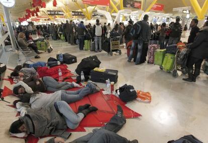 Imagen de Barajas en los d&iacute;as de la huelga, durante el puente de la Constituci&oacute;n en 2010.