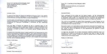 Cartas entre la Generalitat y el Gobierno.