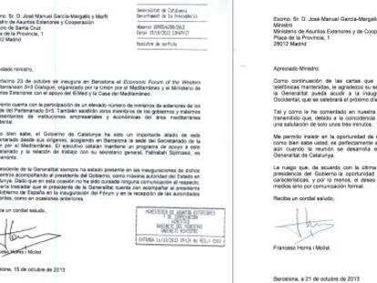 Cartas entre la Generalitat y el Gobierno.