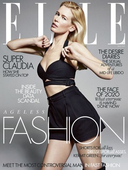 Claudia Schiffer, en portada del número de mayo de 2020 de 'Elle' en Reino Unido.