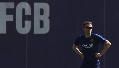 Luis Enrique, en el entrenamiento del Barcelona.