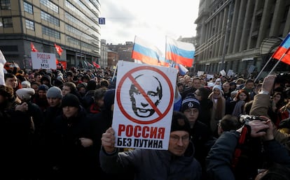 Manifestación el pasado febrero en Moscú por el quinto aniversario del asesinato del opositor liberal Boris Nemtsov.