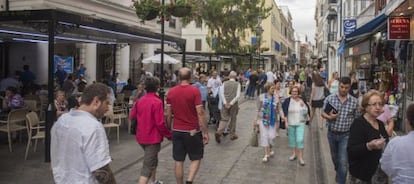 Gibraltar’s bustling Main Street.