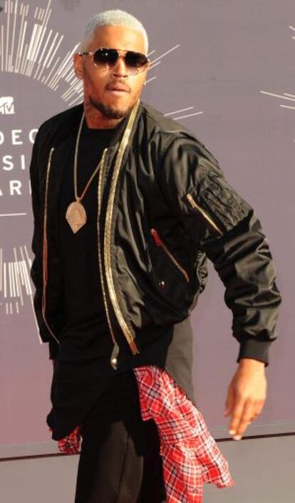 El rapero Chris Brown, en la alfombra roja de los premios MTV 2014.