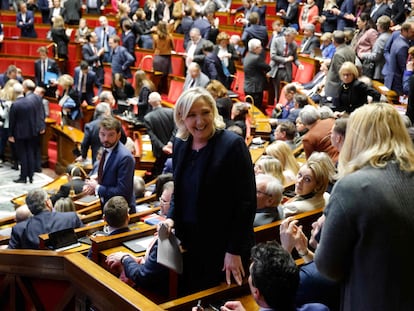 Marine Le Pen, en la Asamblea Nacional francesa en París, el 18 de febrero.