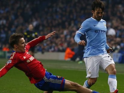 Silva, en un partido del Manchester City contra el CSKA