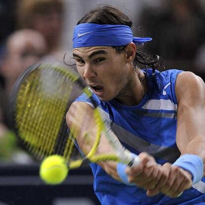 Nadal, durante su partido de ayer ante Marcos Baghdatis.