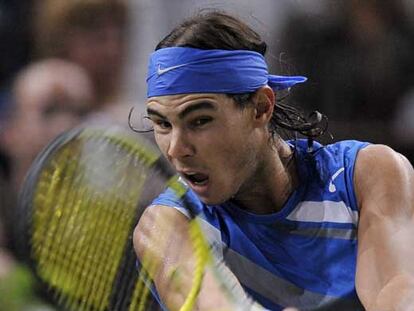 Nadal, durante su partido de ayer ante Marcos Baghdatis.