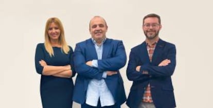 El equipo fundador de Finteca, formado por Carlos Blanco, Silvia Escámez y Marc Torres.