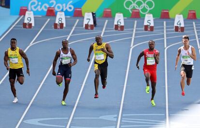 Usain Bolt durante la prueba masculina de los 100 metros.