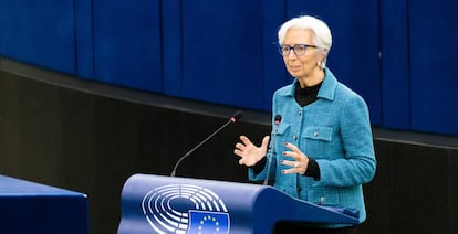 Christine Lagarde, presidenta del BCE, el pasado febrero ante el Parlamento Europeo