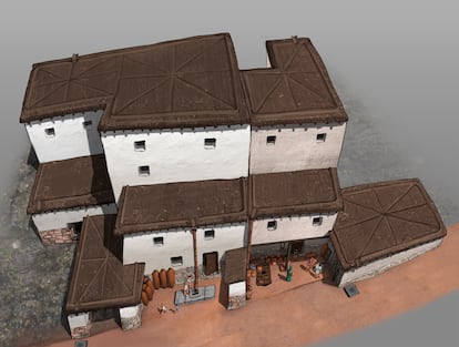 Reconstrucción digital de vivienda íbera del poblado del cerro de la Cruz (Almedinilla, Córdoba).