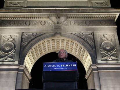 Bernie Sanders en el Washington Square Park este mi&eacute;rcoles.