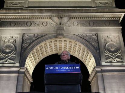 Bernie Sanders en el Washington Square Park este miércoles.
