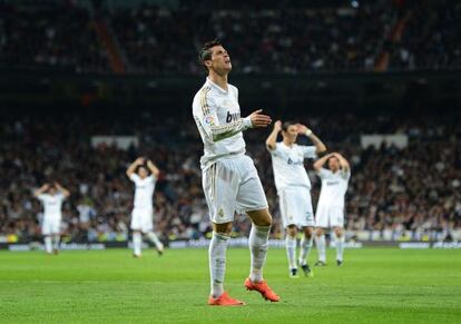 Cristiano Ronaldo, tras fallar un remate contra el Valencia.