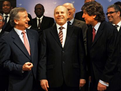 Los ministros de Economía de Chile, Brasil y Argentina, el viernes en Buenos Aires.