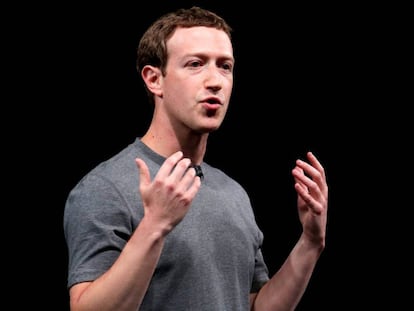 Mark Zuckerberg durante uma conferência.
