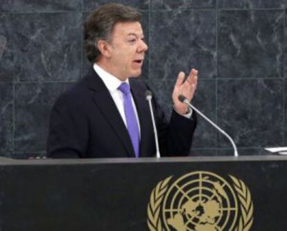 President Juan Manuel Santos during his speech before the UN General Assembly in September.