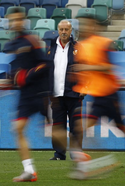 Del Bosque, en el entrenamiento de ayer.