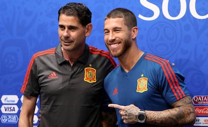 Ramos junto a Hierro en la rueda de prensa de este jueves. 