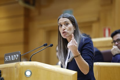 Mìriam Nogueiras, de Junts per Catalunya, en el Pleno del Congreso este miércoles.