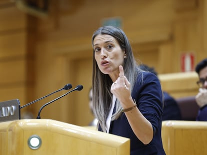 Mìriam Nogueiras, de Junts per Catalunya, en el Pleno del Congreso este miércoles.