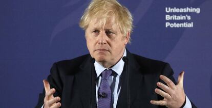 El primer ministro británico, Boris Johnson, este lunes al anunciar su voluntad de un acuerdo de mínimos con la UE.