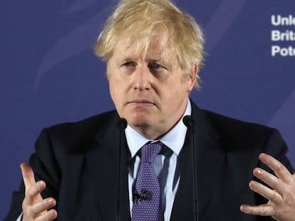 El primer ministro británico, Boris Johnson, este lunes al anunciar su voluntad de un acuerdo de mínimos con la UE.  