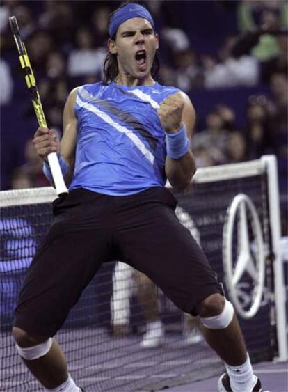 Nadal celebra un punto durante el encuentro