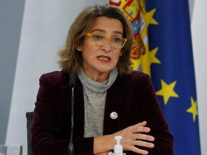 La vicepresidenta cuarta y ministra para la Transición Ecológica y el Reto Demográfico, Teresa Ribera, en una rueda de prensa posterior al Consejo de Ministros.