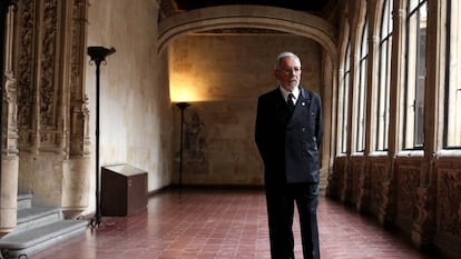 El actor Jos&eacute; Luis G&oacute;mez, en la obra sobre Unamuno en la Universidad de Salamanca.