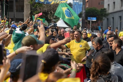 El expresidente brasileño Jair Bolsonaro durante la movilización del sábado.