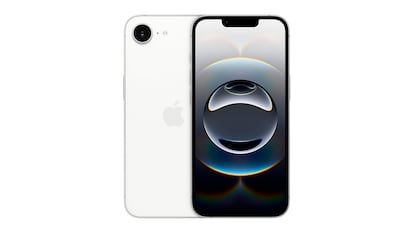 iPhone 16e sobre fondo blanco.